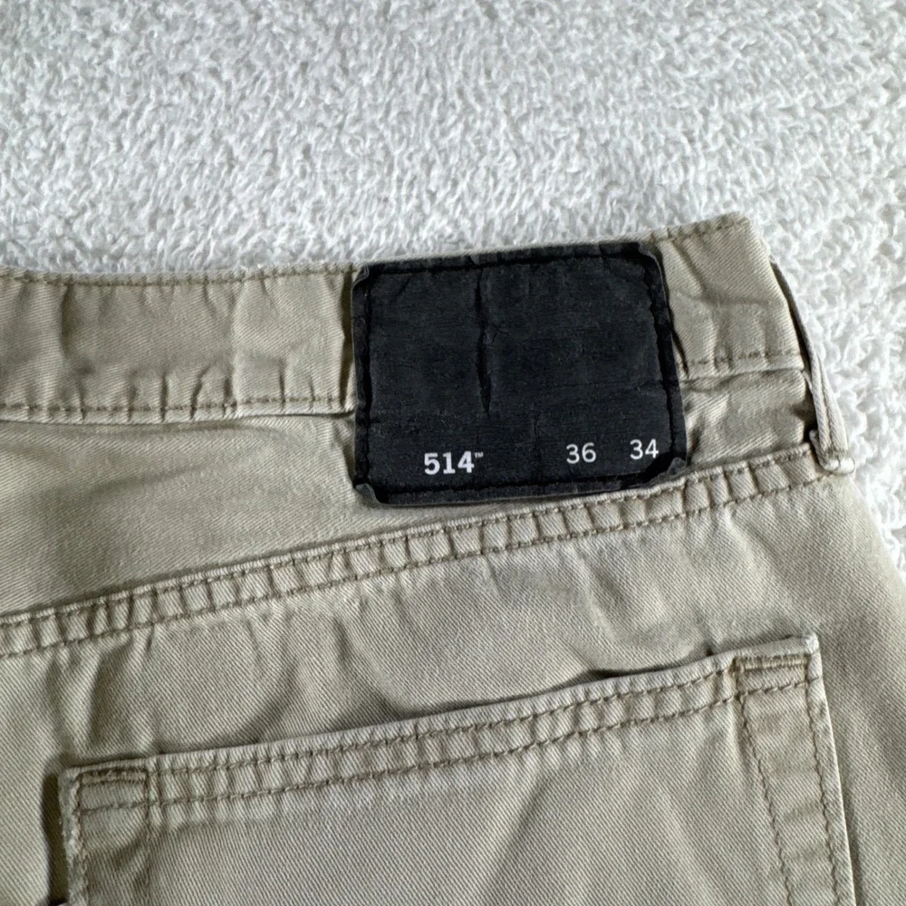Levis 514 Pants Mens 36x34 Khaki Straight Chino Tan‎ White Tab School 5 Pockets